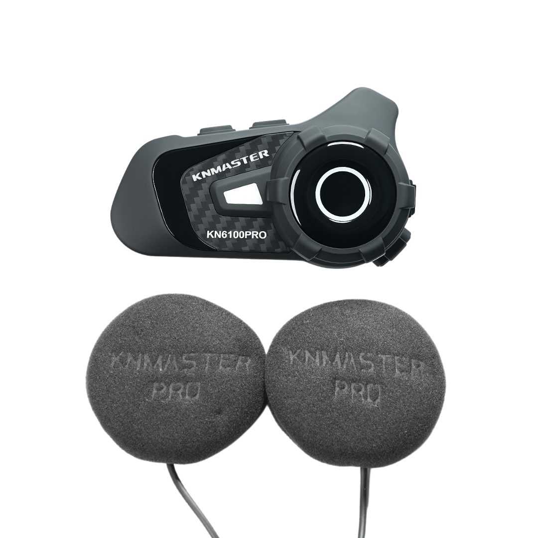Knmaster KN6100 PRO Motosiklet Kask İnterkom Seti-Karbon Siyah