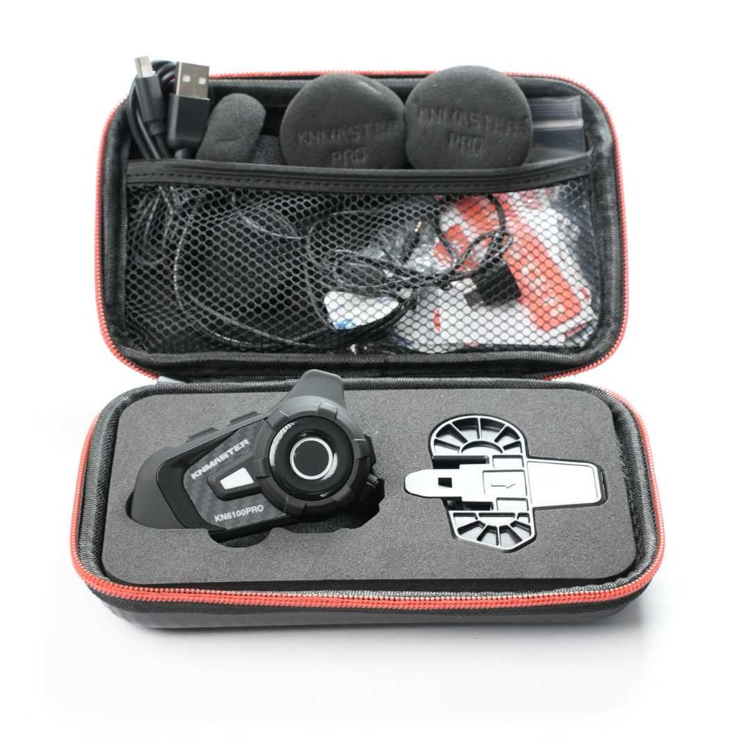 Knmaster KN6100 PRO Motosiklet Kask İnterkom Seti-Karbon Siyah