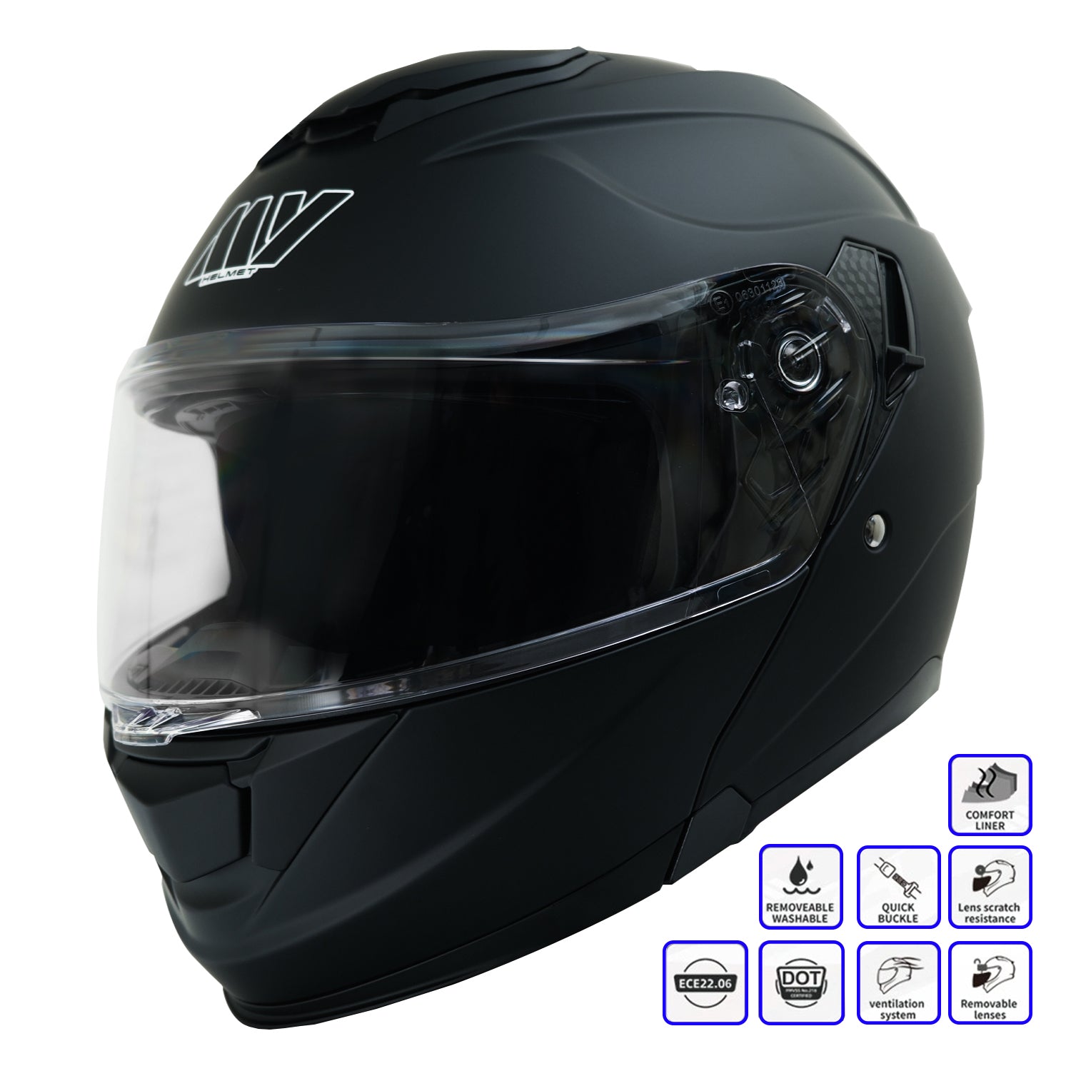 MY HELMET MKS002-B Güneş Vizörlü Şeffaf Çene Açılır Motosiklet Kaskı