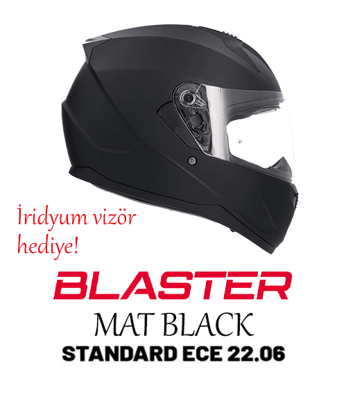 Shiro Full Face Blaster Solid Mat Siyah Güneş Gözlüklü Kask