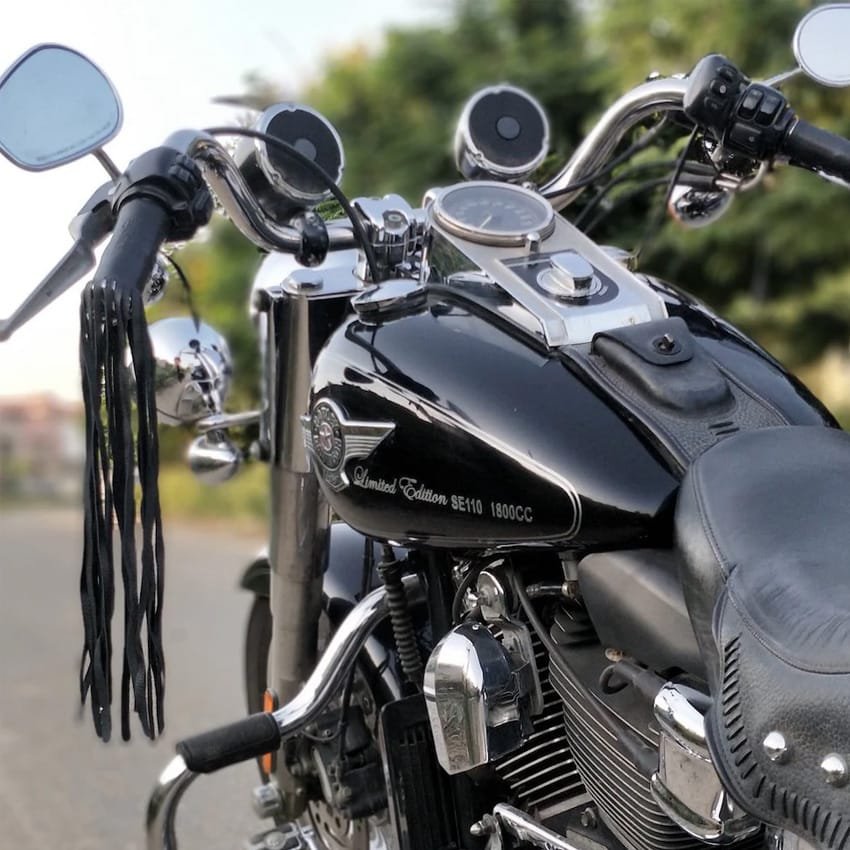 Motosiklet Gidon Püskülü Deri (Siyah)