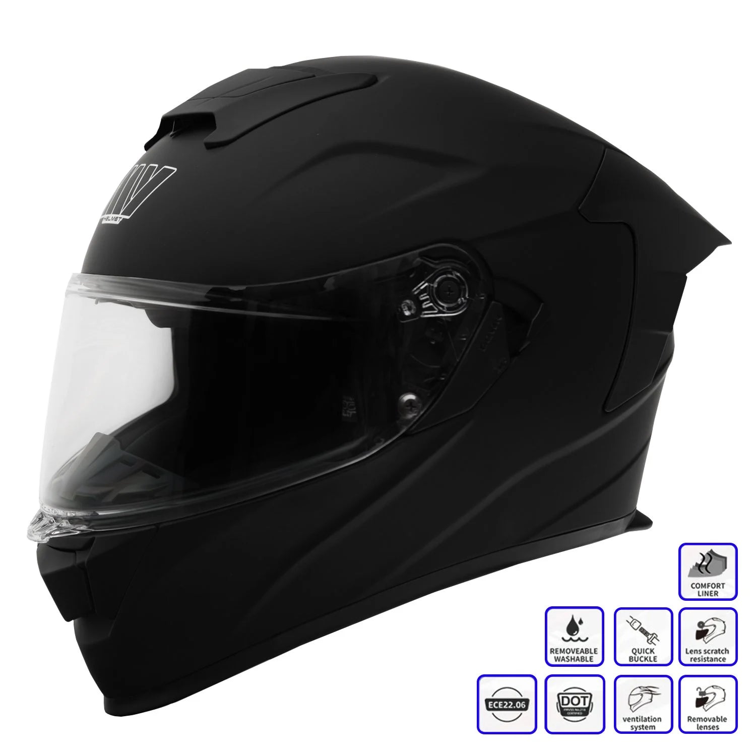 MY HELMET MKS001-MB Yarış Spoiler Güneş Vizörlü Şeffaf Full Face Motosiklet Kaskı