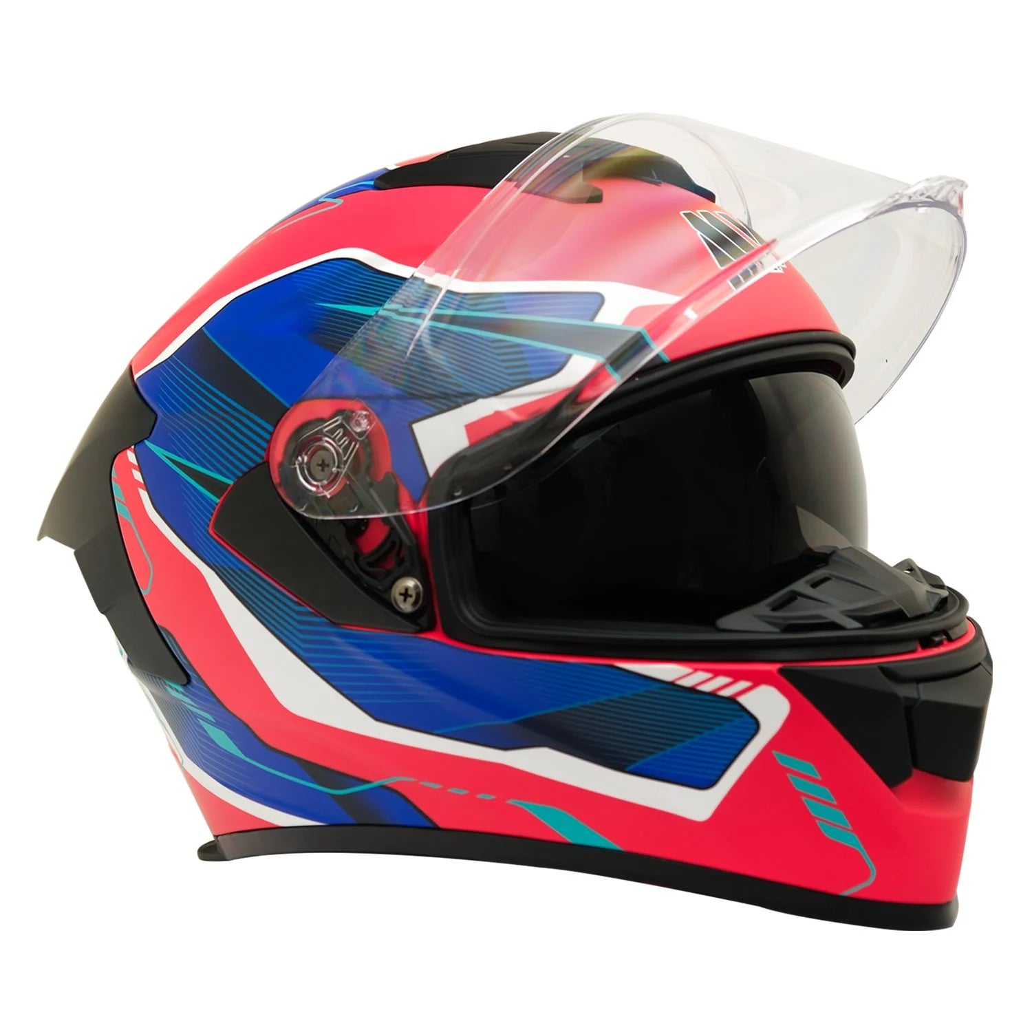 MY HELMET MKS001-RBW Yarış Spoiler Güneş Vizörlü Şeffaf Full Face Motosiklet Kaskı