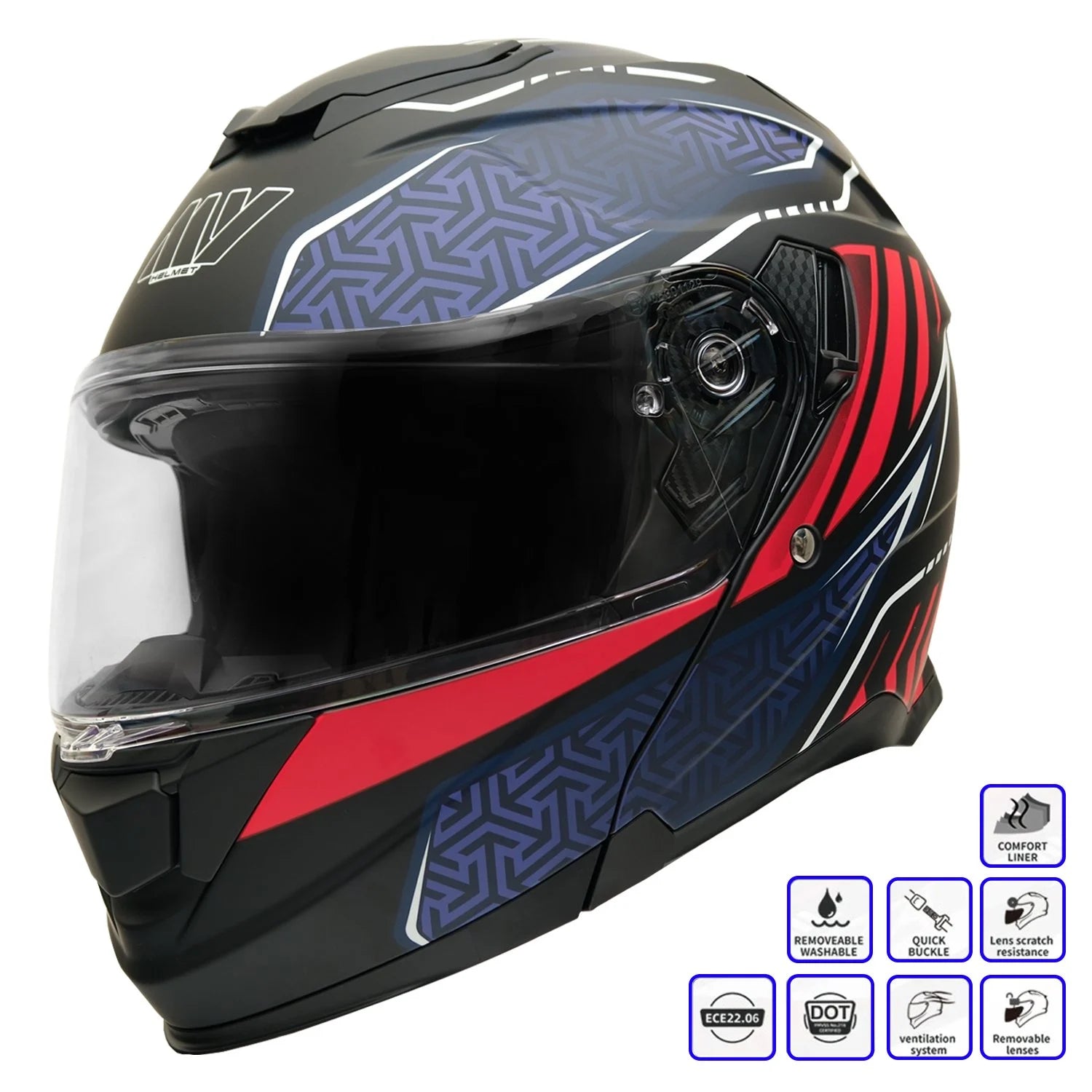MY HELMET MKS002-BBR Güneş Vizörlü Şeffaf Çene Açılır Motosiklet Kaskı
